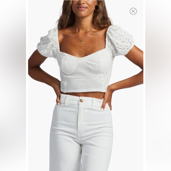 BILLABONG Last Kiss Eyelet Cotton Crop Top NWT - Picture 4 of 15